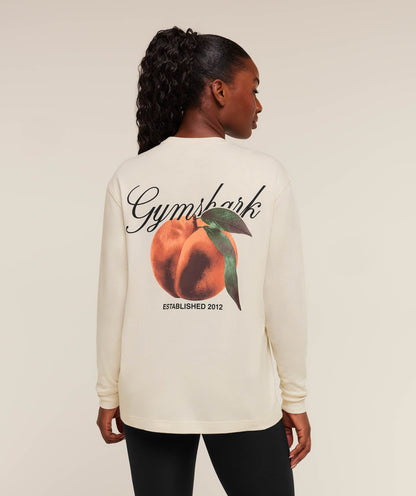 Women's Gymshark Juicy Peach Long Sleeve T-Shirt Oat White