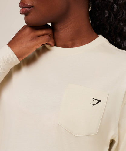 Women's Gymshark Juicy Peach Long Sleeve T-Shirt Oat White
