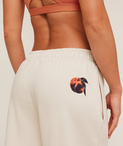 Women's Gymshark Juicy Peach Wide Leg Joggers Oat White