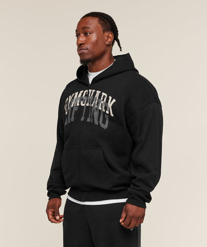 Gymshark Layered Graphic Zip Up Hoodie Black