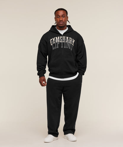 Gymshark Layered Graphic Zip Up Hoodie Black