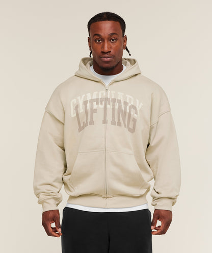 Gymshark Layered Graphic Zip Up Hoodie Pebble Grey