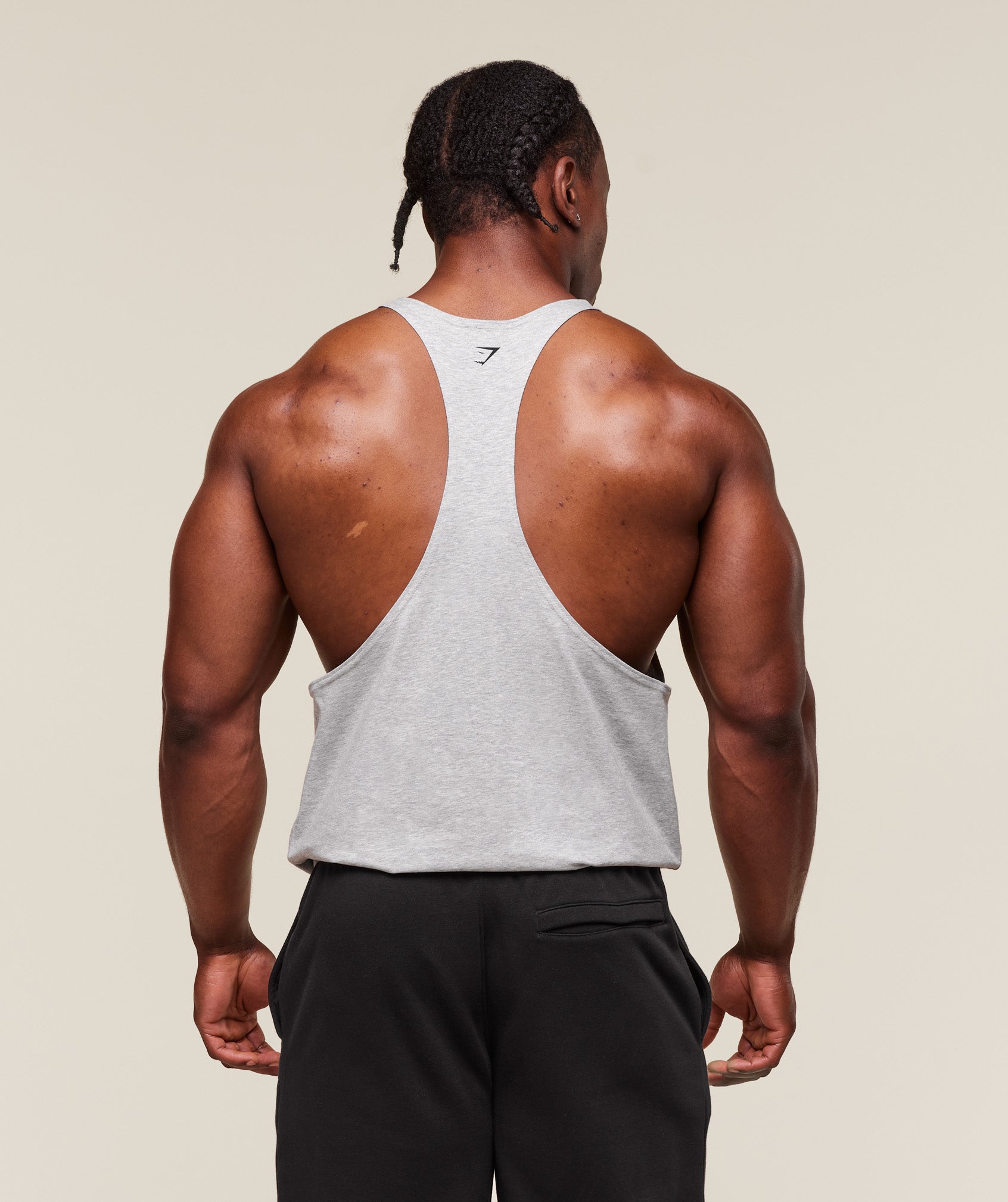 Gymshark Double Bicep Stringer Light Grey Core Marl