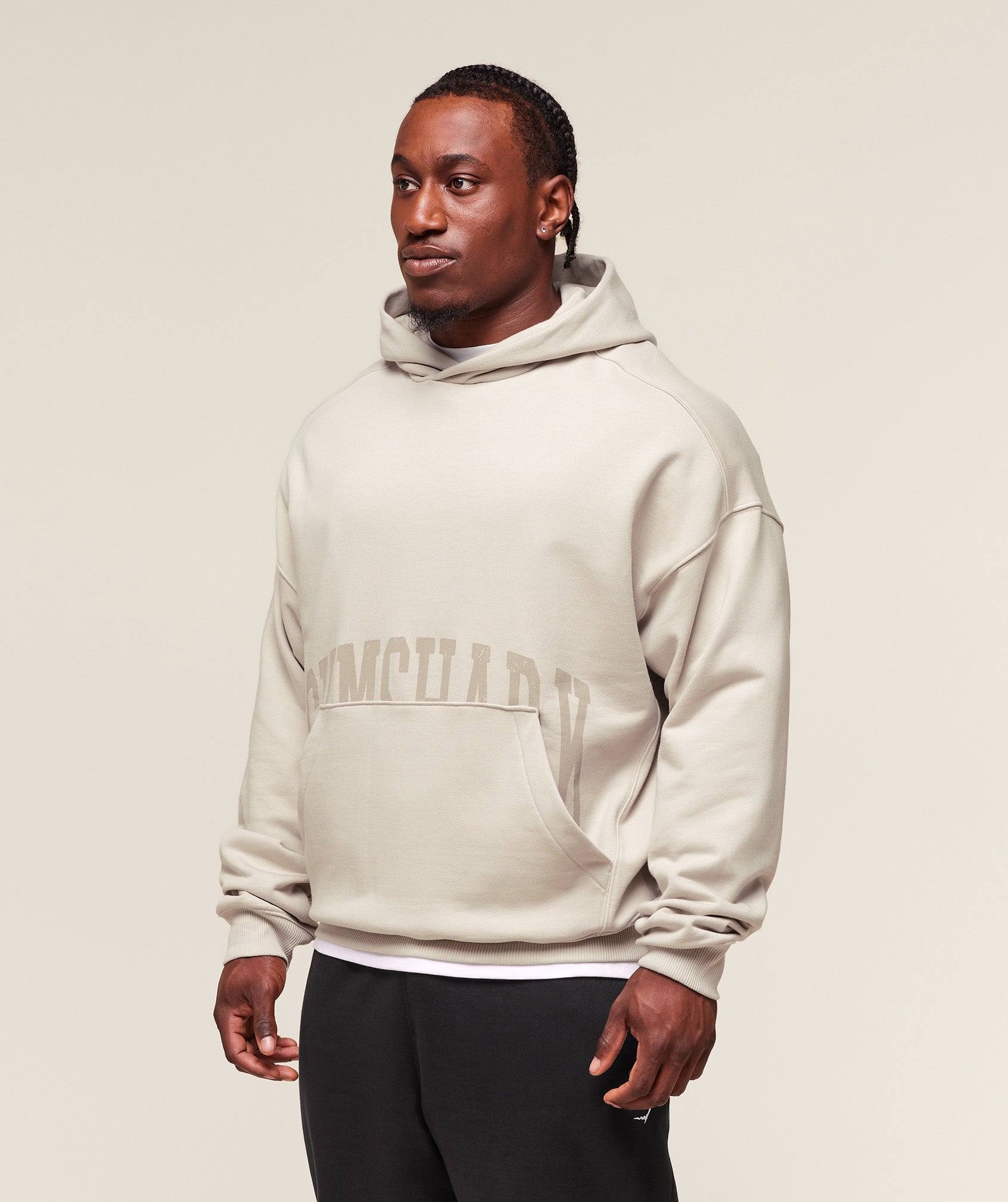 Gymshark Pocket Graphic Hoodie Pebble Grey