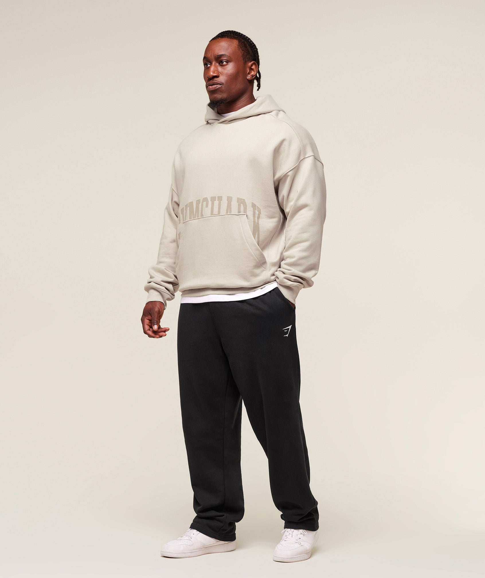 Gymshark Pocket Graphic Hoodie Pebble Grey