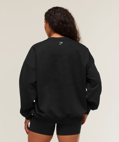 Women's Gymshark Lifting Club Graphic Oversized Crew Neck Black