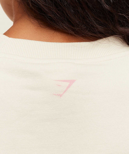 Women's Gymshark Lifting Club Graphic Oversized Crew Neck Oat White