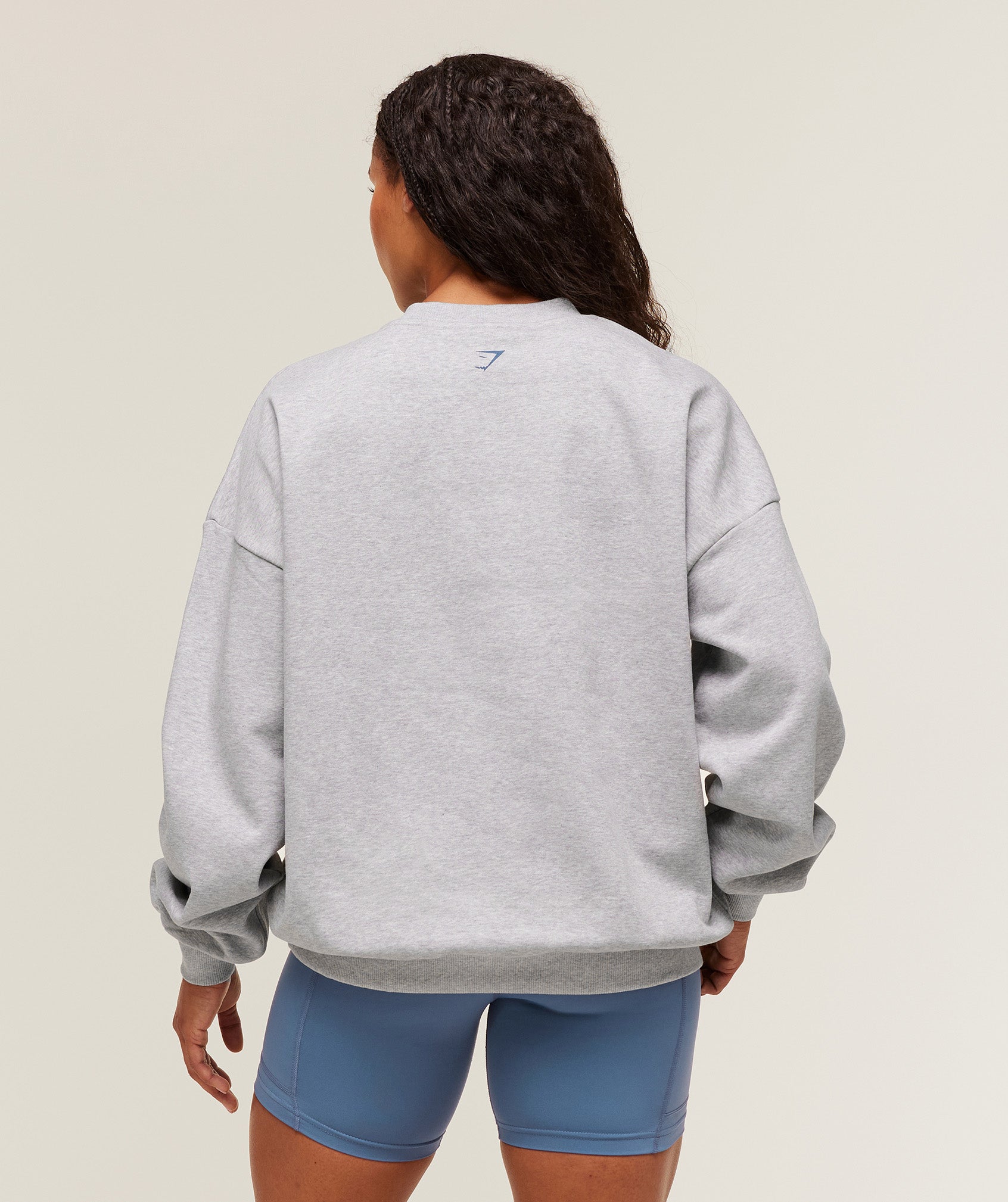 Women's Gymshark Lifting Club Graphic Oversized Crew Neck Light Grey Core Marl