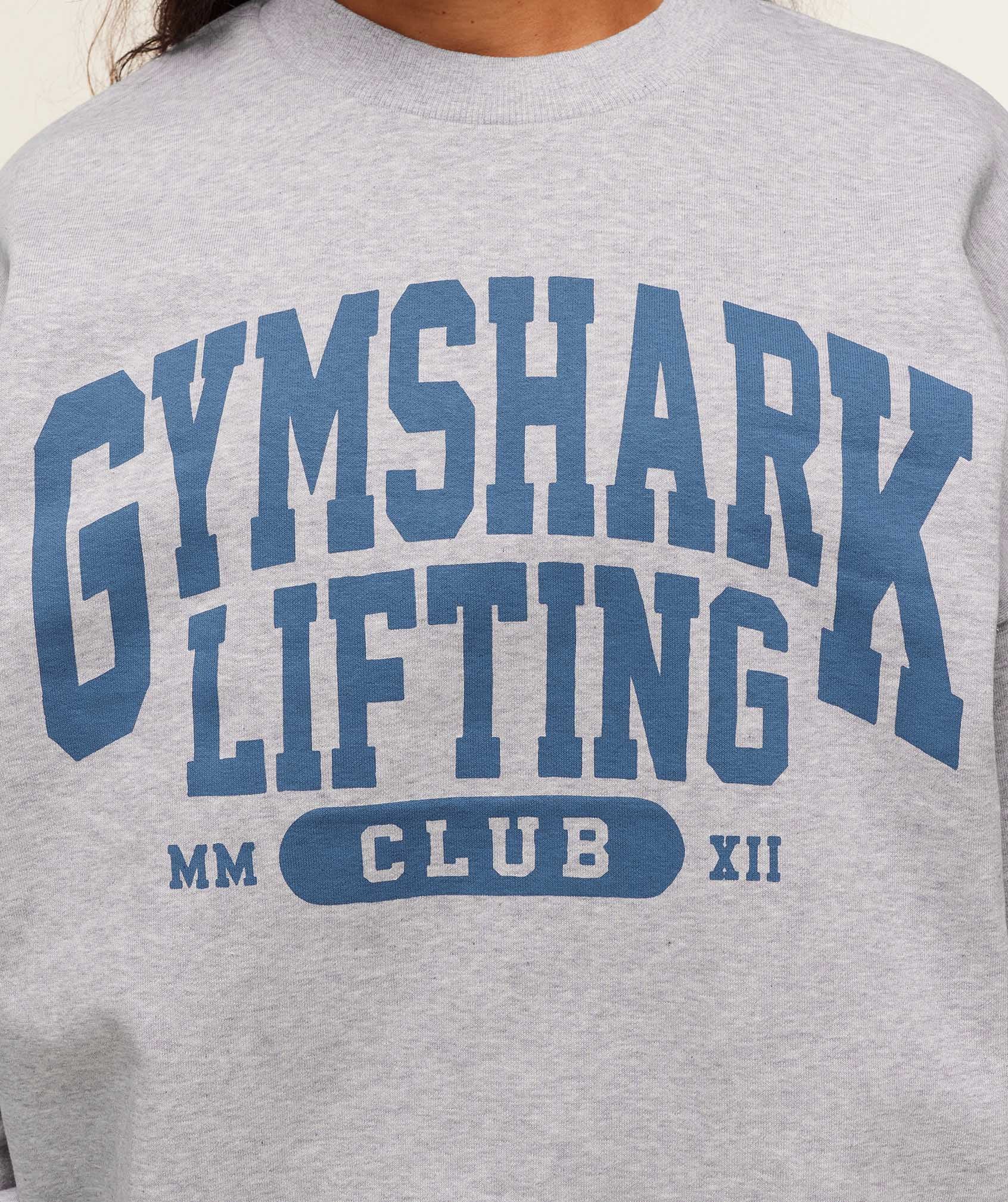 Women's Gymshark Lifting Club Graphic Oversized Crew Neck Light Grey Core Marl