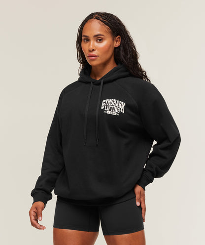 Women's Gymshark Lifting Club Graphic Oversized Hoodie Black