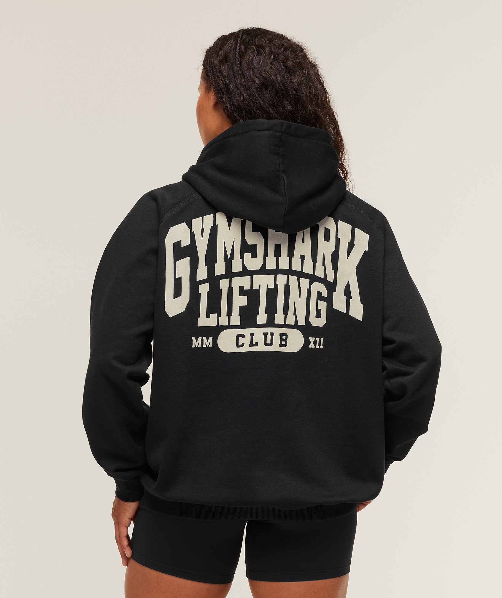 Women's Gymshark Lifting Club Graphic Oversized Hoodie Black