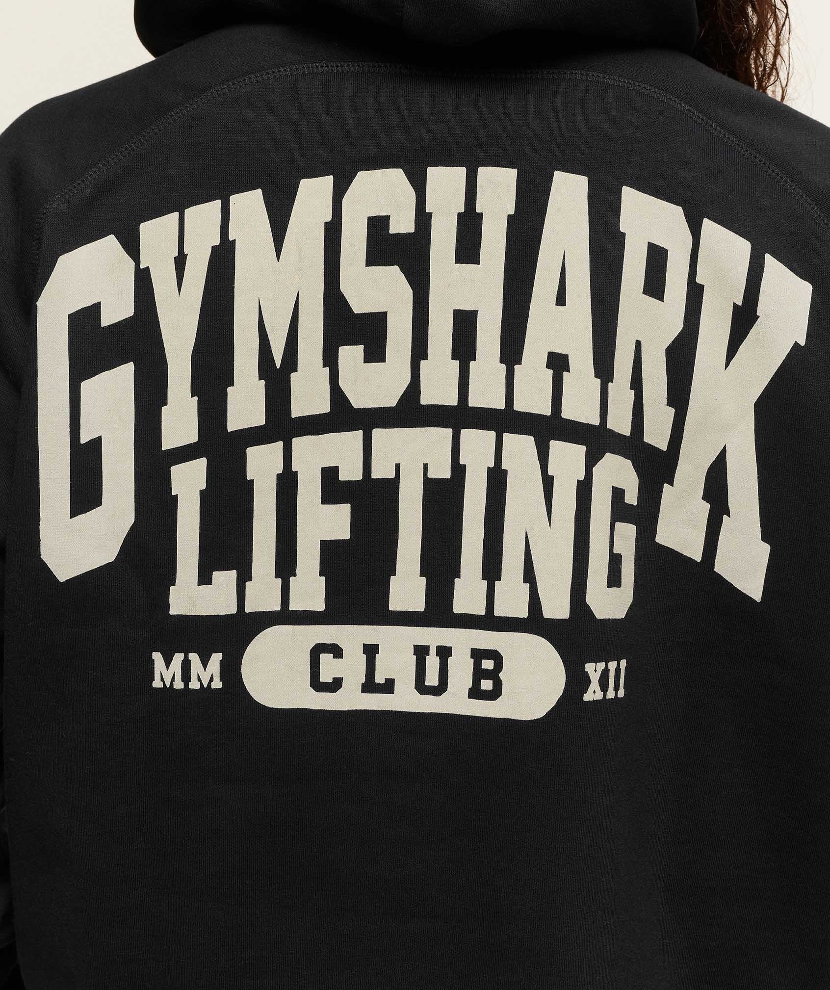 Women's Gymshark Lifting Club Graphic Oversized Hoodie Black