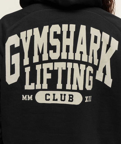 Women's Gymshark Lifting Club Graphic Oversized Hoodie Black