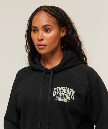 Women's Gymshark Lifting Club Graphic Oversized Hoodie Black