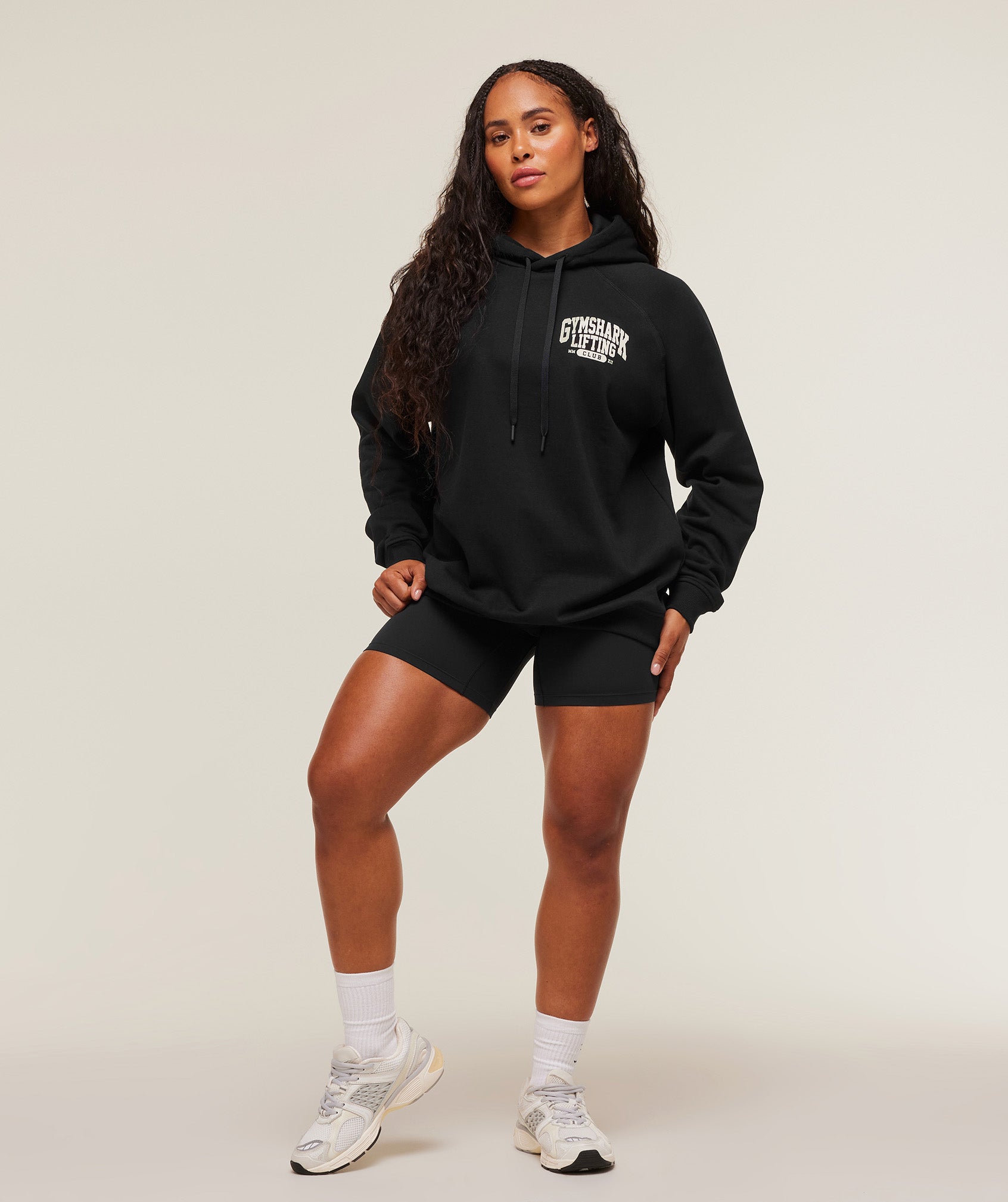 Women's Gymshark Lifting Club Graphic Oversized Hoodie Black