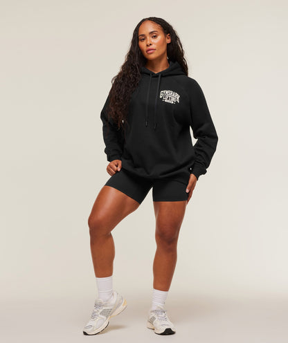Women's Gymshark Lifting Club Graphic Oversized Hoodie Black