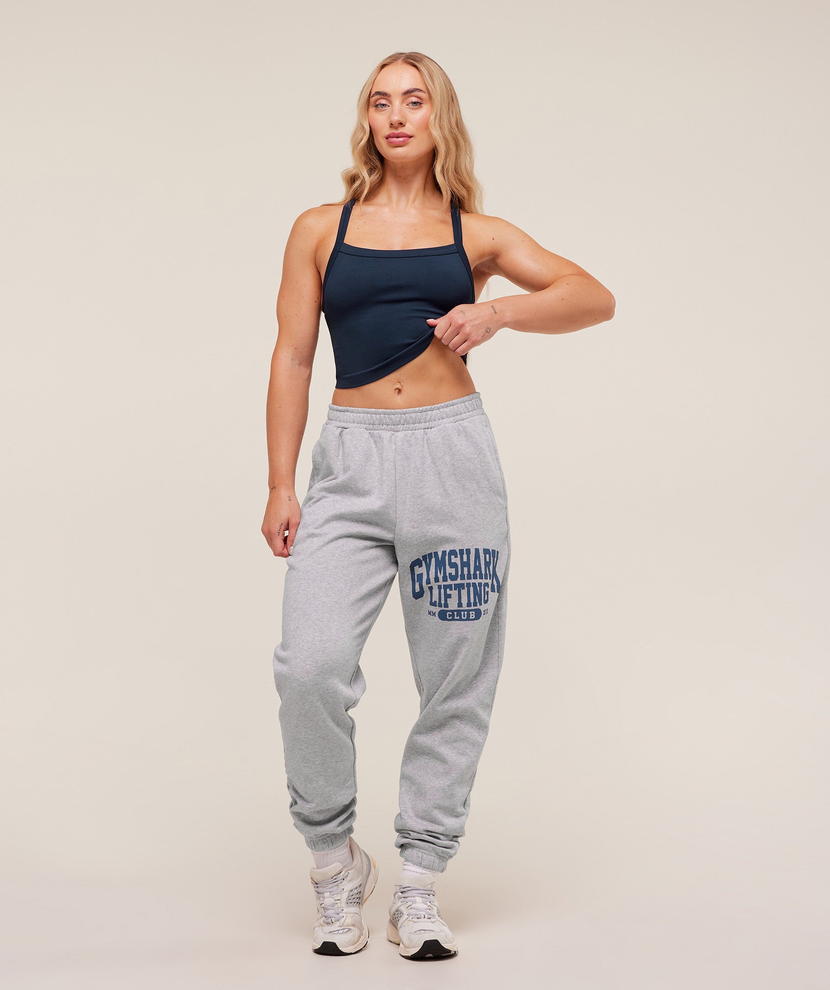 Women's Gymshark Lifting Club Graphic Joggers Light Grey Core Marl