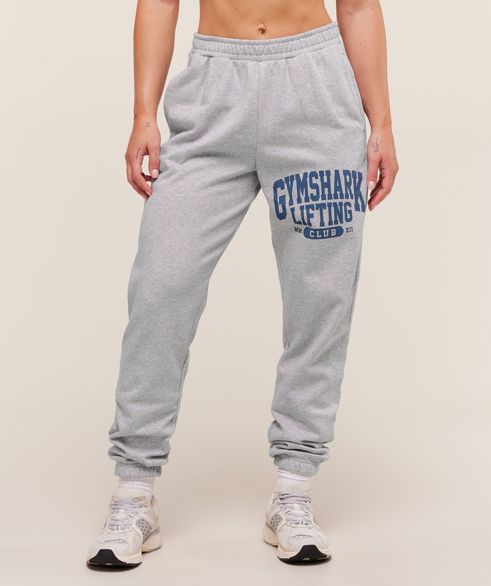 Women's Gymshark Lifting Club Graphic Joggers Light Grey Core Marl