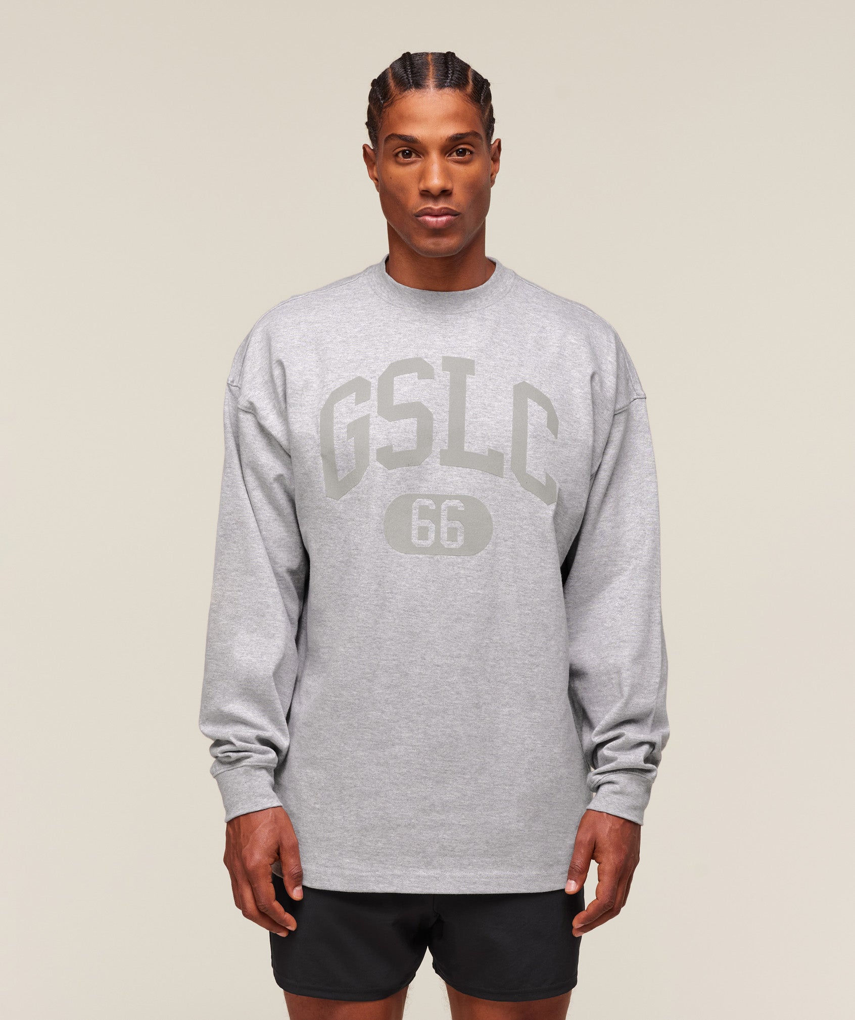 Gymshark Gslc Long Sleeve T-Shirt Light Grey Core Marl