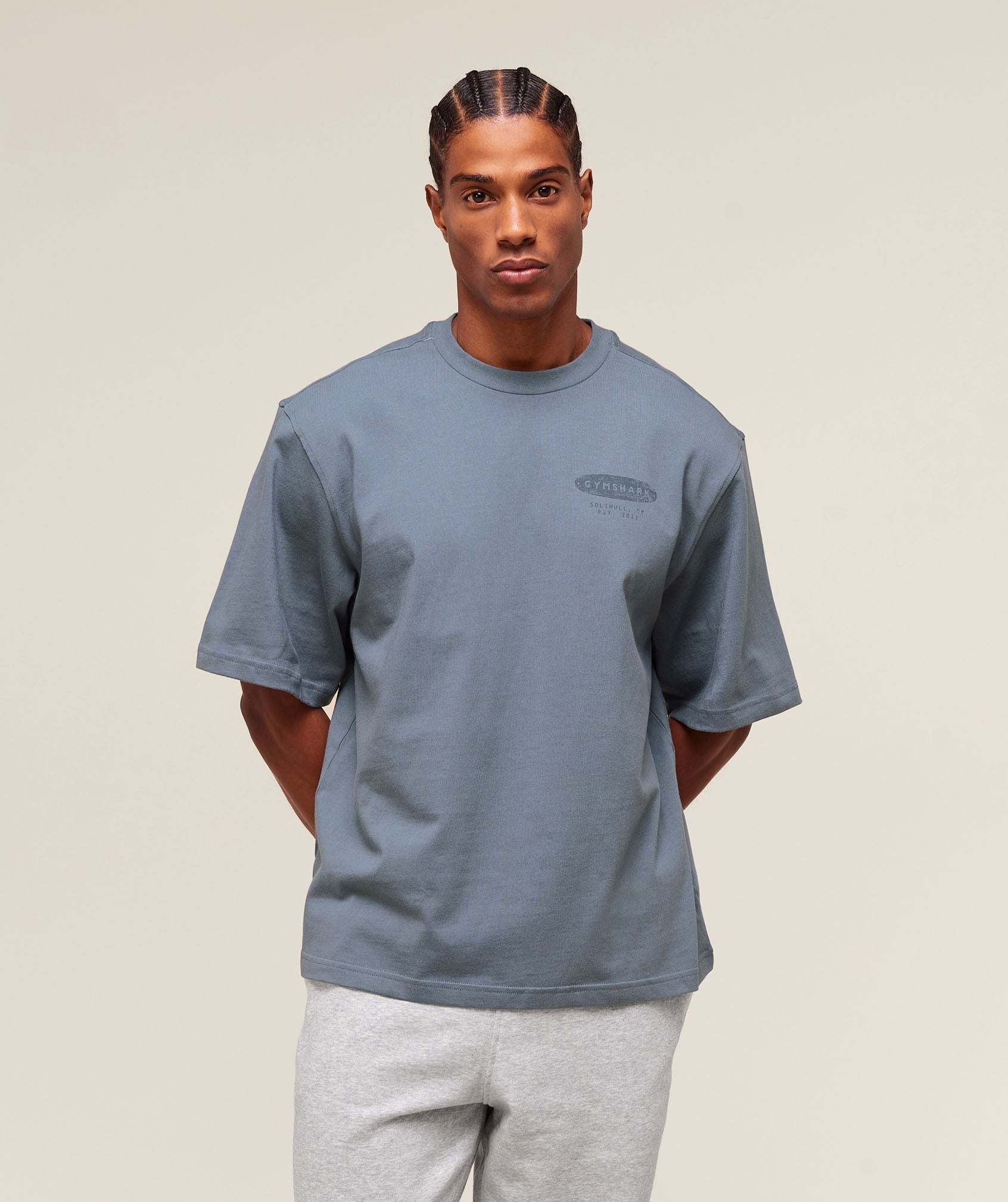 Gymshark For The Lifters Boxy T-Shirt Iron Blue