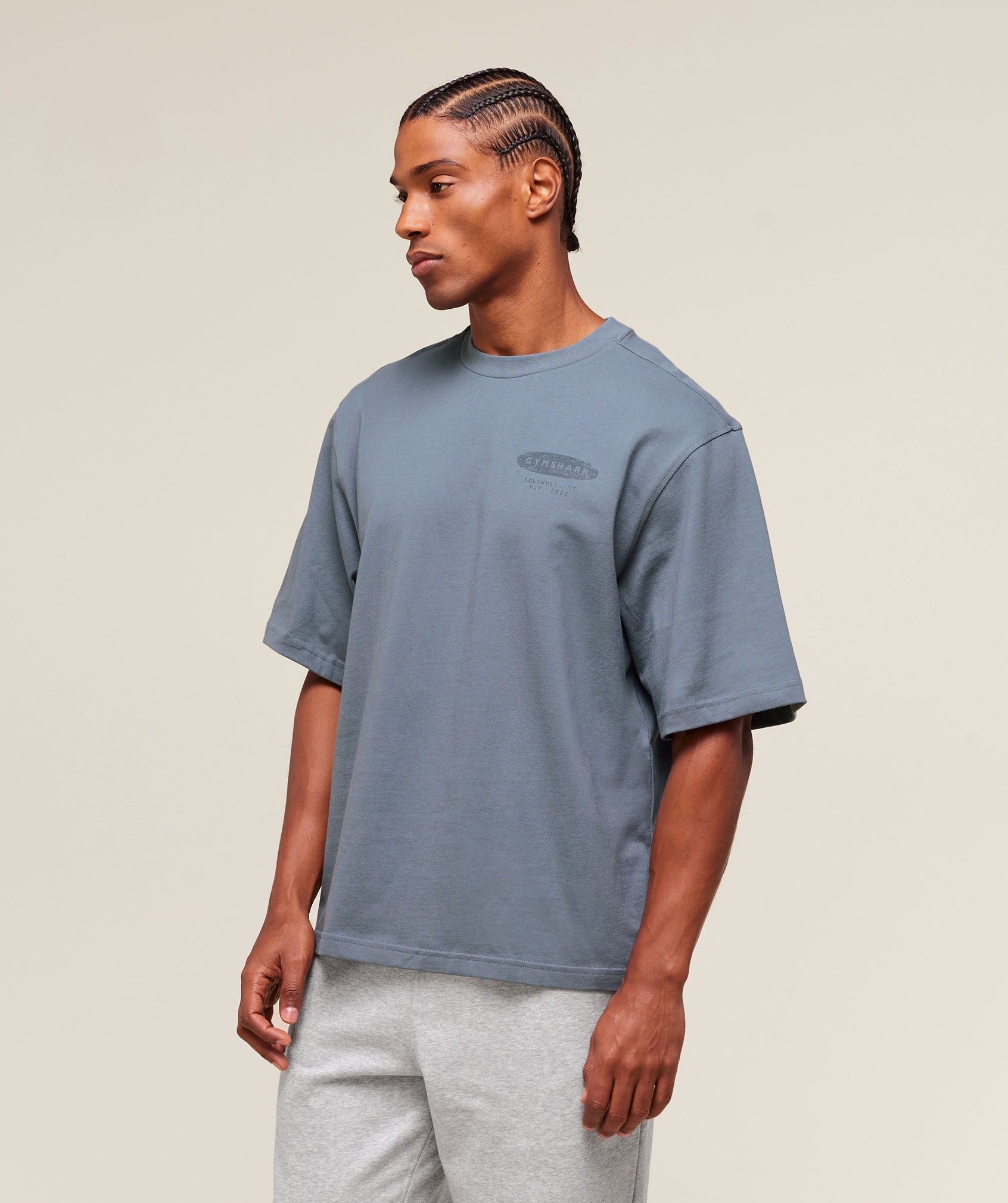 Gymshark For The Lifters Boxy T-Shirt Iron Blue