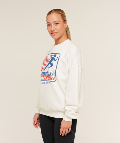 Women's Gymshark Run Club Graphic Sweatshirt Gs Soft White