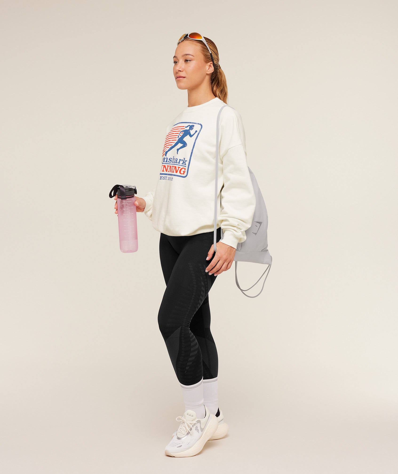Women's Gymshark Run Club Graphic Sweatshirt Gs Soft White