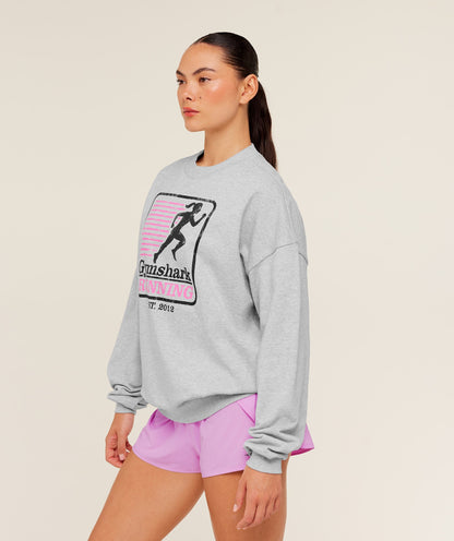 Women's Gymshark Run Club Graphic Sweatshirt Light Grey Core Marl