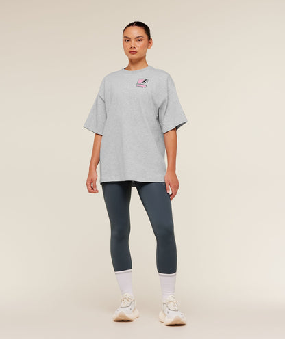Women's Gymshark Run Club Graphic Short Sleeve T-Shirt Light Grey Core Marl