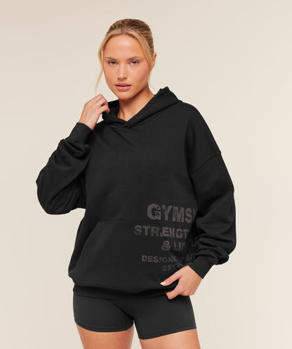 Women's Gymshark Stacked Graphic Hoodie Black
