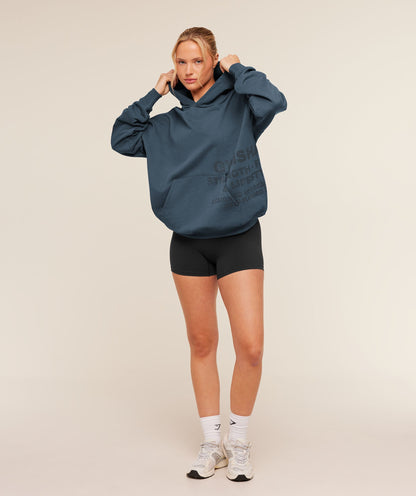 Women's Gymshark Stacked Graphic Hoodie Stealth Blue