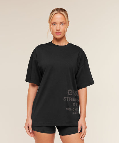 Women's Gymshark Stacked Graphic Short Sleeve T-Shirt Black