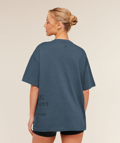 Women's Gymshark Stacked Graphic Short Sleeve T-Shirt Stealth Blue
