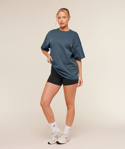 Women's Gymshark Stacked Graphic Short Sleeve T-Shirt Stealth Blue