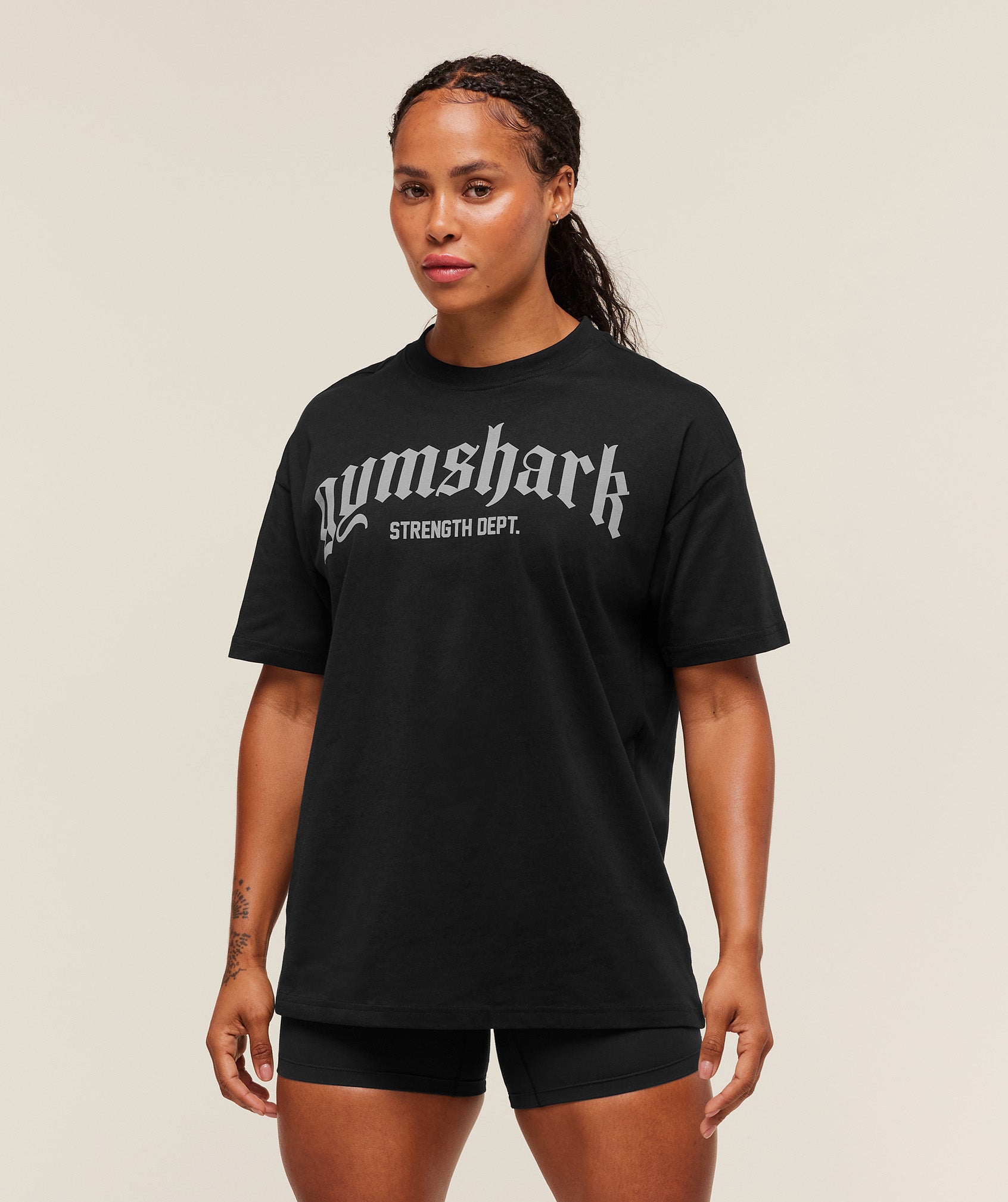 Women's Gymshark Strength Department Oversized T-Shirt Black