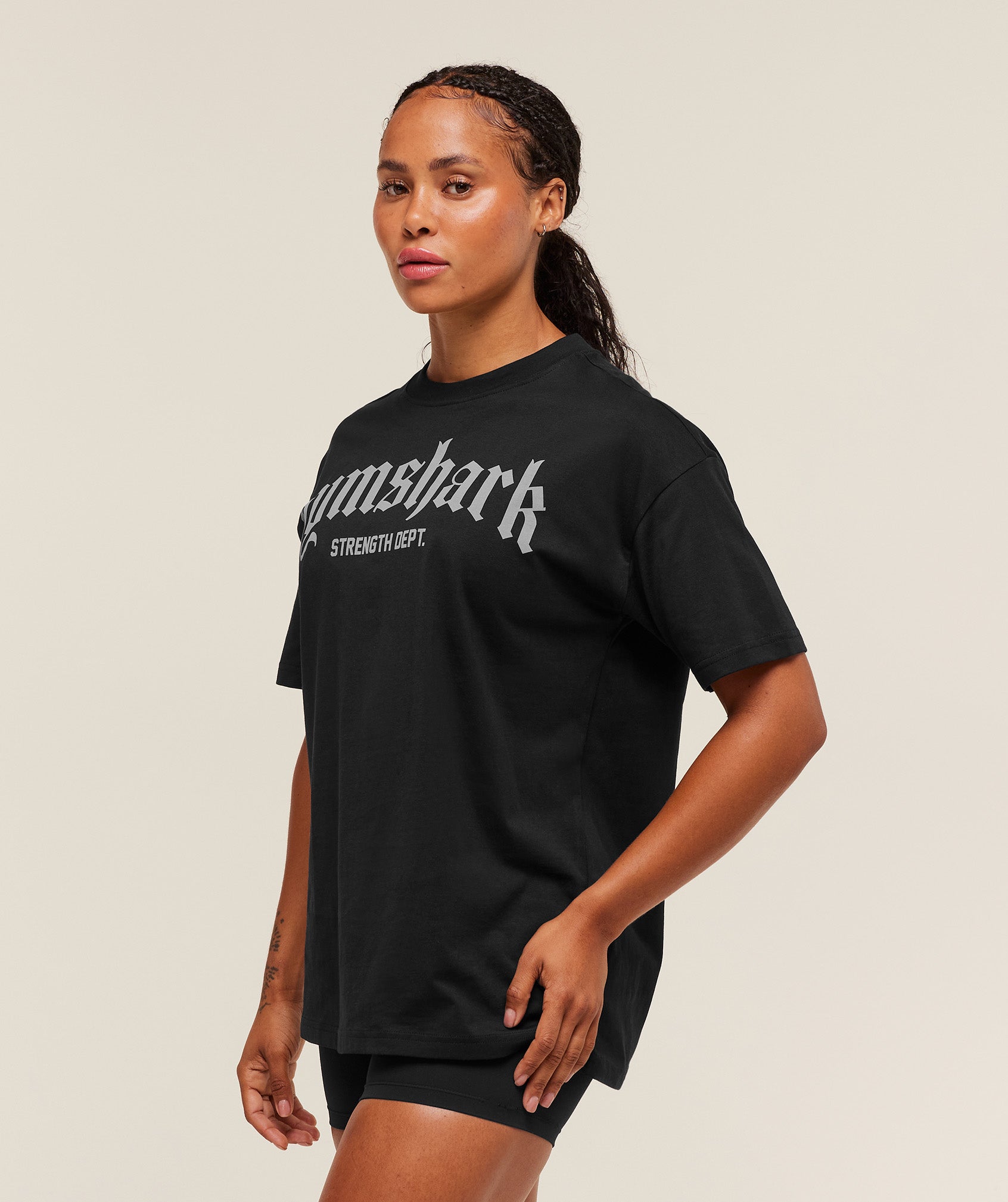 Women's Gymshark Strength Department Oversized T-Shirt Black