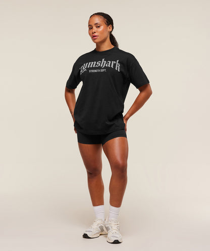 Women's Gymshark Strength Department Oversized T-Shirt Black