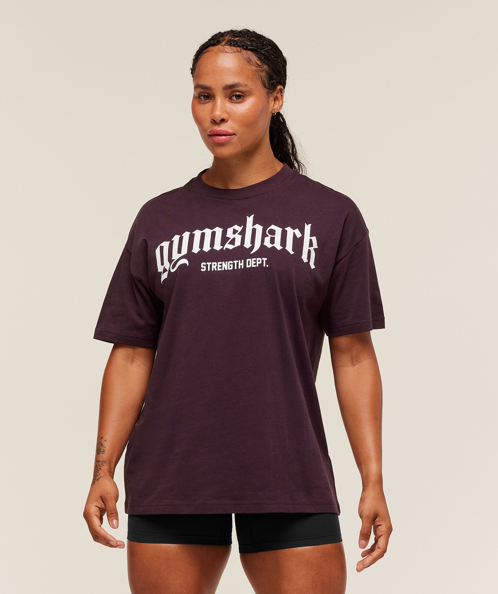 Women's Gymshark Strength Department Oversized T-Shirt Cherry Purple