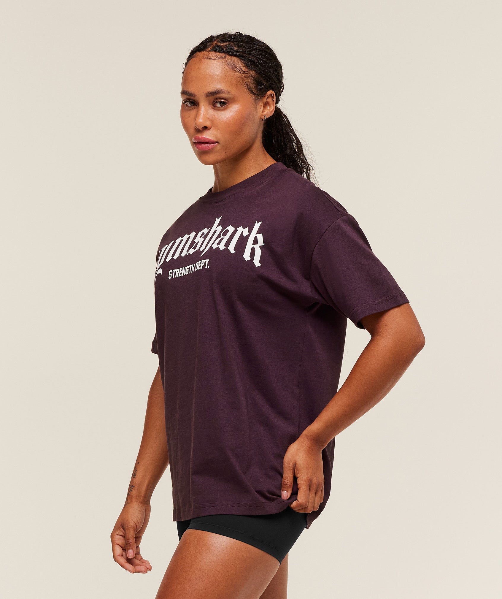 Women's Gymshark Strength Department Oversized T-Shirt Cherry Purple