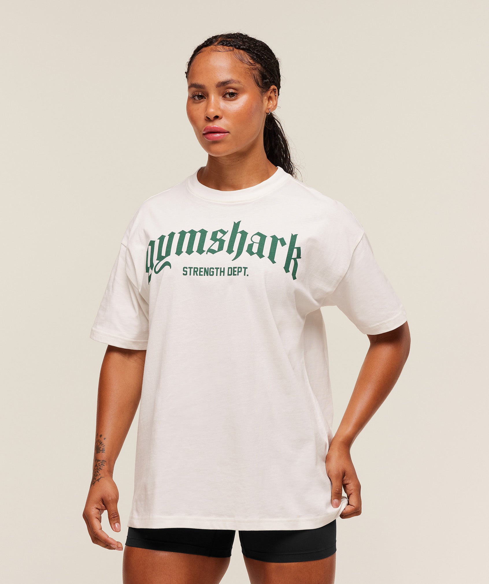 Women's Gymshark Strength Department Oversized T-Shirt Soft White