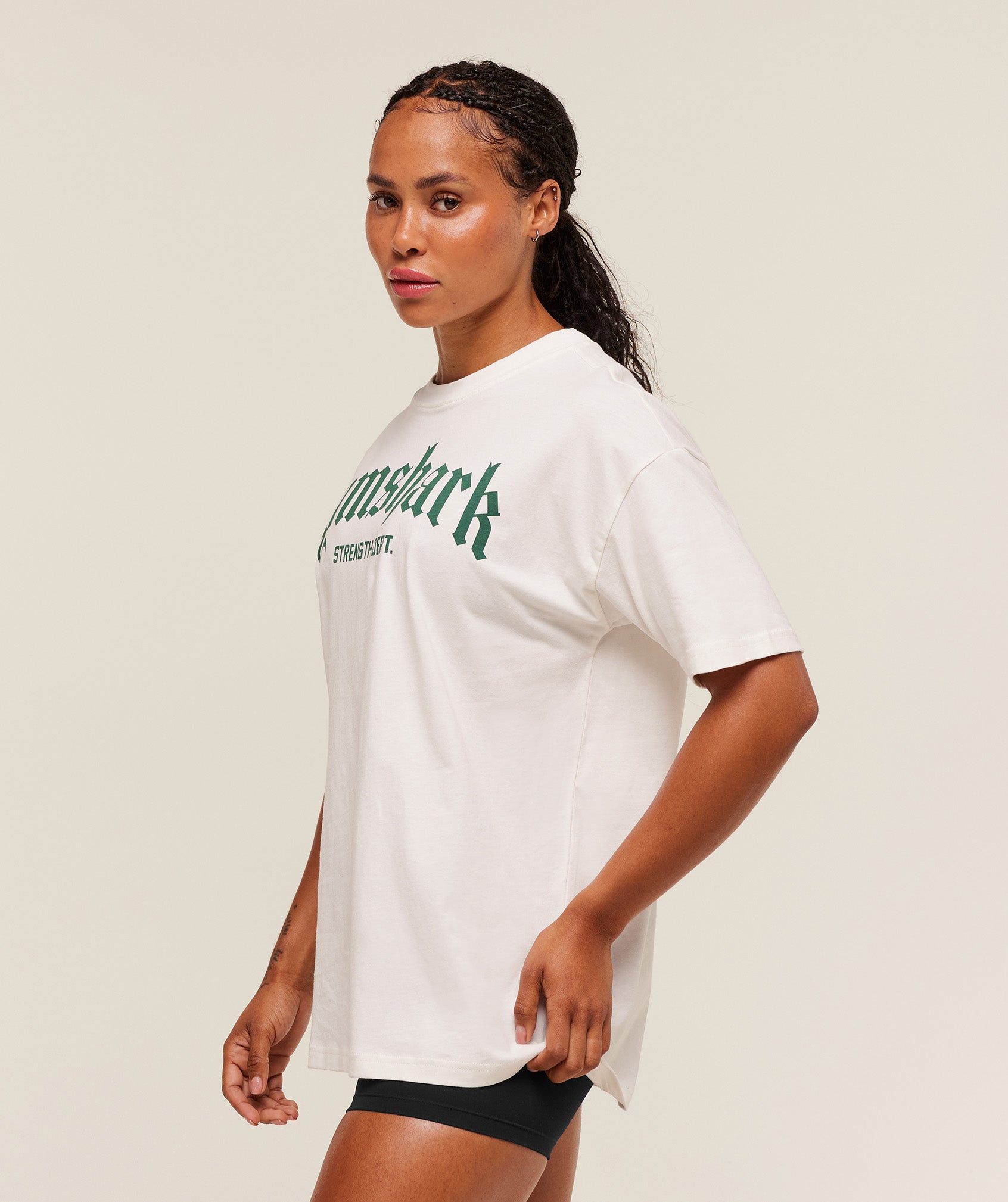 Women's Gymshark Strength Department Oversized T-Shirt Soft White
