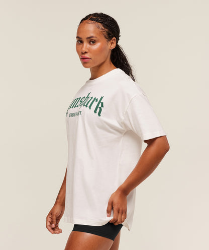 Women's Gymshark Strength Department Oversized T-Shirt Soft White
