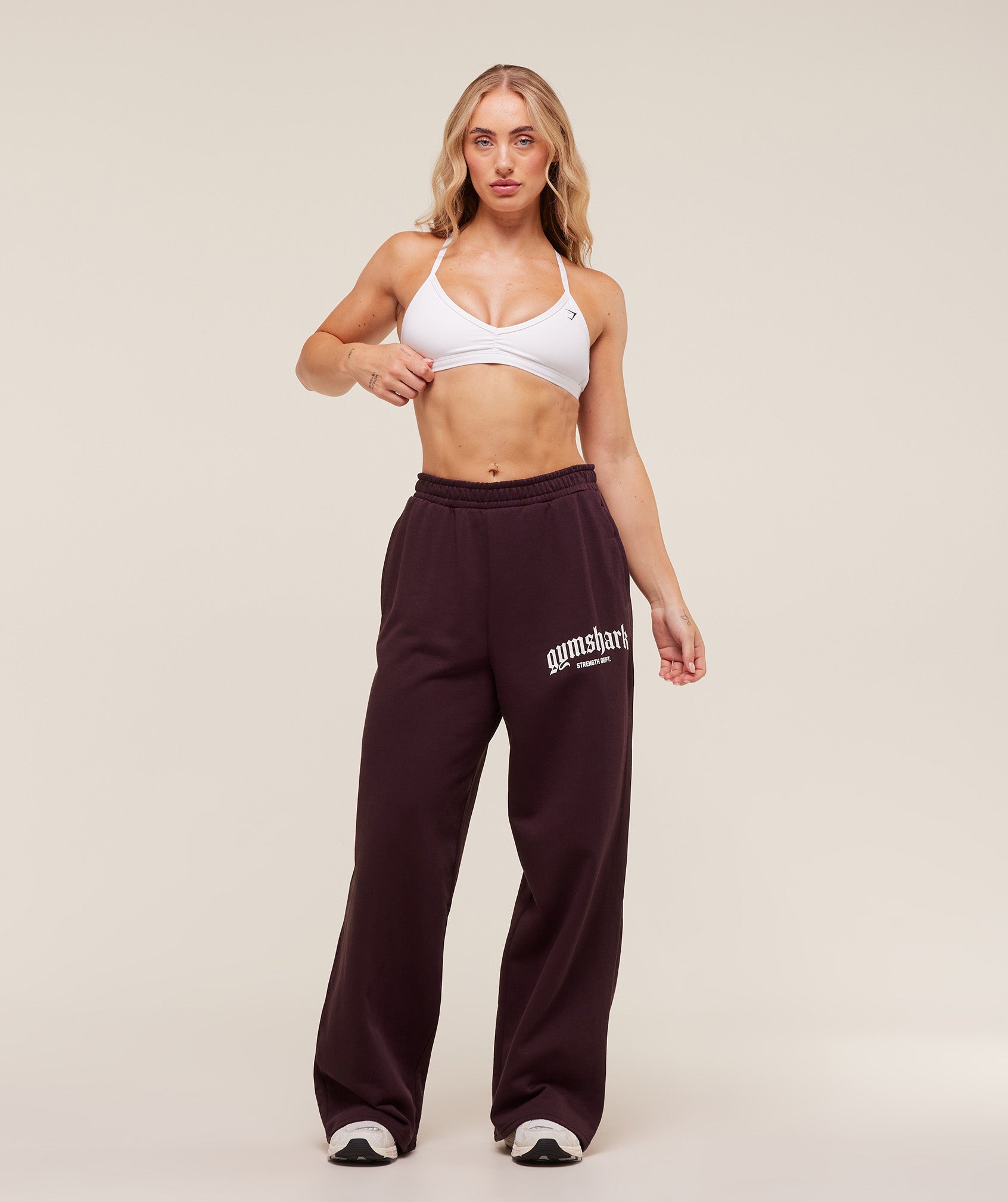 Women's Gymshark Strength Department Wide Leg Joggers Cherry Purple