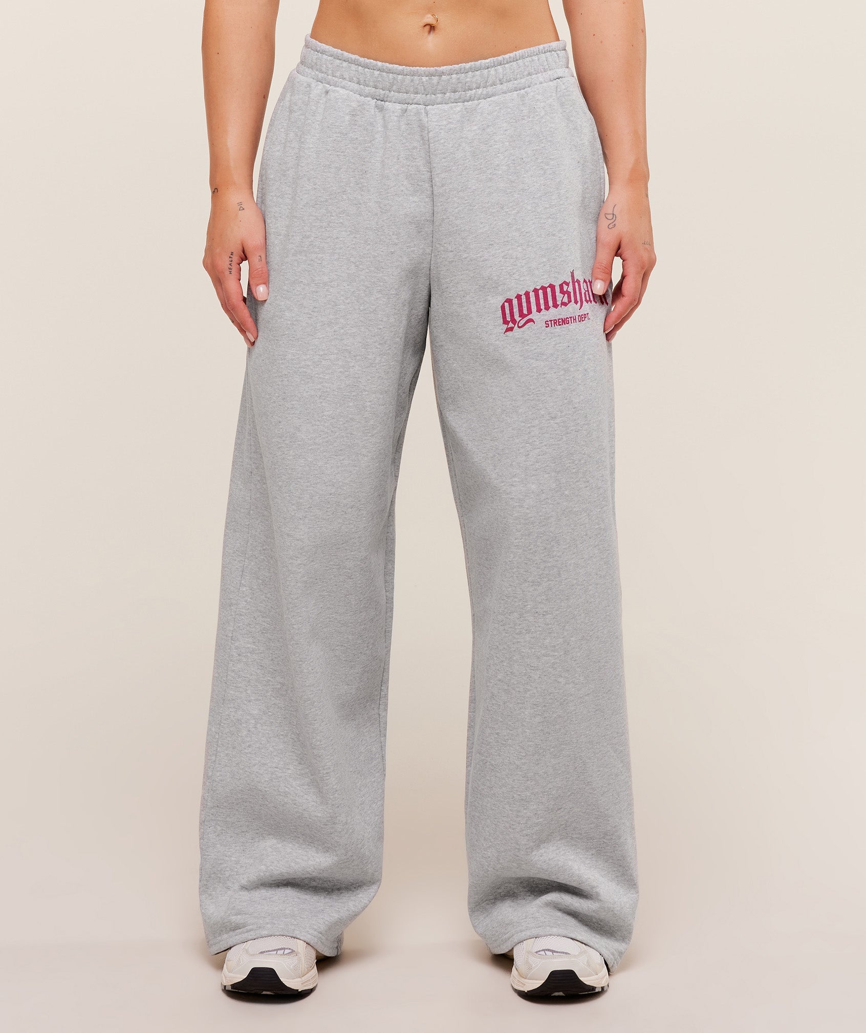 Women's Gymshark Strength Department Wide Leg Joggers Light Grey Core Marl
