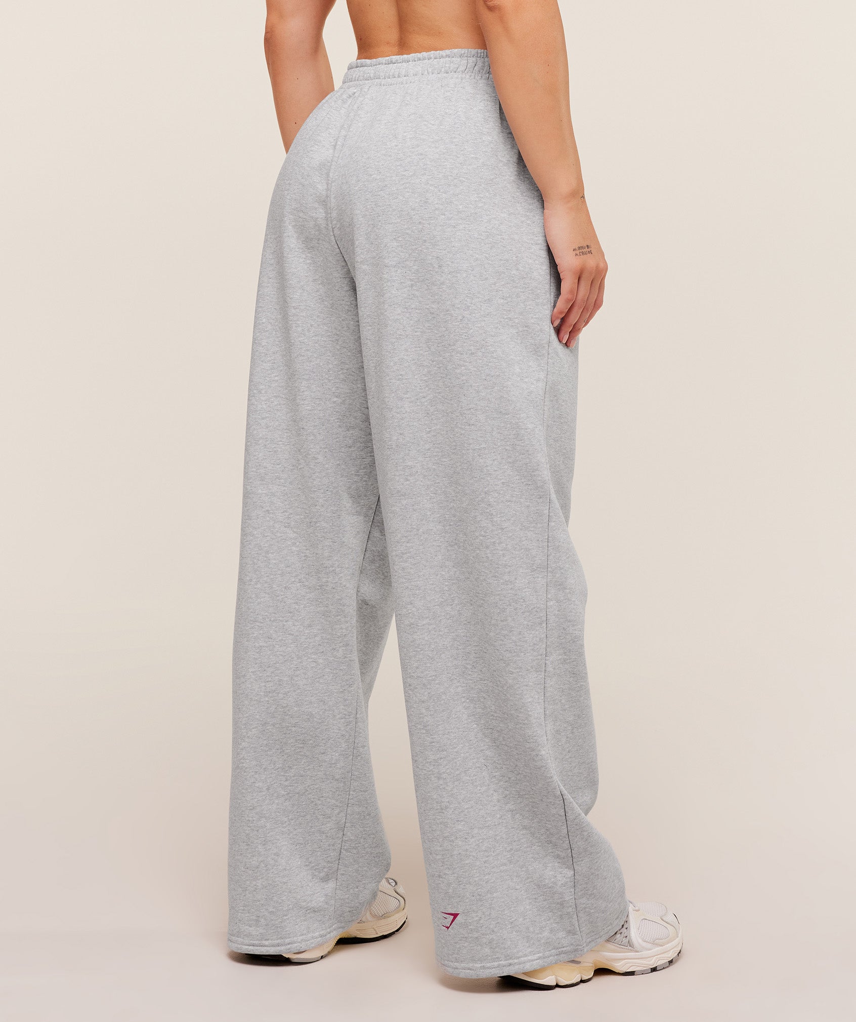 Women's Gymshark Strength Department Wide Leg Joggers Light Grey Core Marl