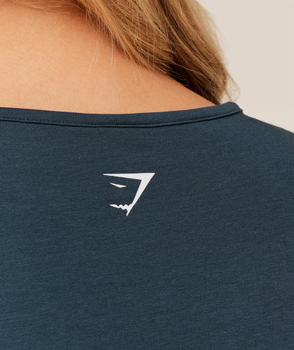 Women's Gymshark Worn Crest Graphic Baby Tee Gs Stealth Blue
