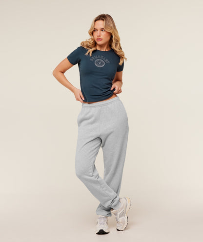 Women's Gymshark Worn Crest Graphic Baby Tee Gs Stealth Blue
