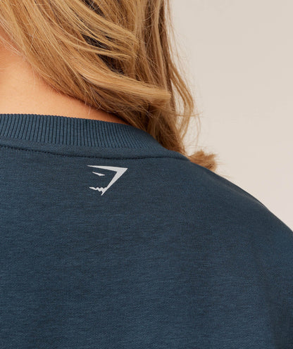 Women's Gymshark Worn Crest Graphic Sweatshirt Gs Stealth Blue
