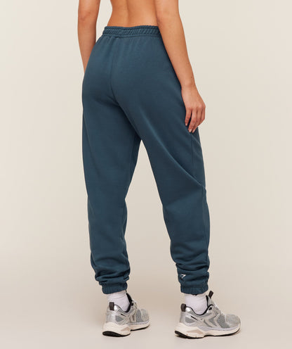 Women's Gymshark Worn Crest Graphic Joggers Gs Stealth Blue