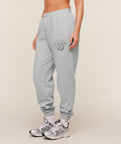 Women's Gymshark Worn Crest Graphic Jogger Light Grey Core Marl